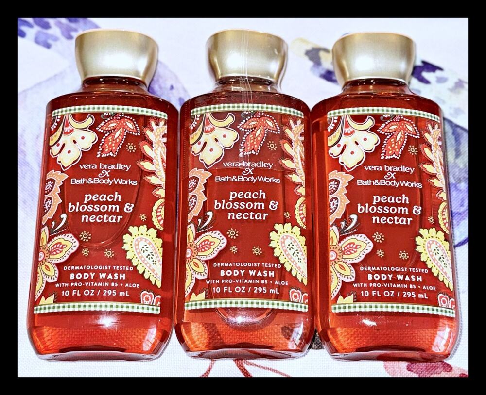 Bath & Body Works Vera Bradley Peach Blossom & Nectar Shower Gel Body Wash x3